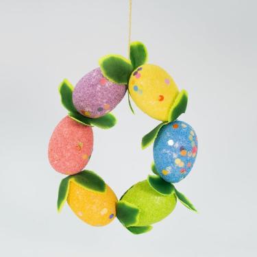 Imagem de Guirlanda de Páscoa Decoração Enfeite de Ovos Coloridos 20cm