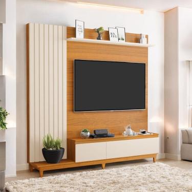 Imagem de Painel TV Sala Quarto 65 Polegadas Ripado Jakarta MDF