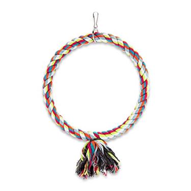 Imagem de Spoiled Pet® Poleiro de balanço de corda de pássaro de algodão grande - feito com todos os materiais naturais - seguro para escalar e mastigar - ótimo para papagaios cinzentos africanos, calopsitas,
