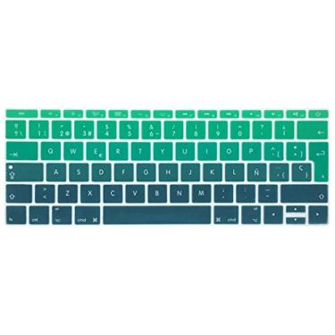 Imagem de HRH Capa protetora de teclado de silicone espanhol para MacBook Pro 33.0 cm A1708 A1988 Sem Touch Bar (2018 2017 2016) e A1534 de 12 polegadas com tela Retina (2015) e A1931(2018) Protetor de teclado
