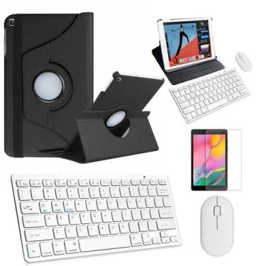 Imagem de Kit Capa 360 Preto / Teclado e Mouse branco e Película para Galaxy Tab