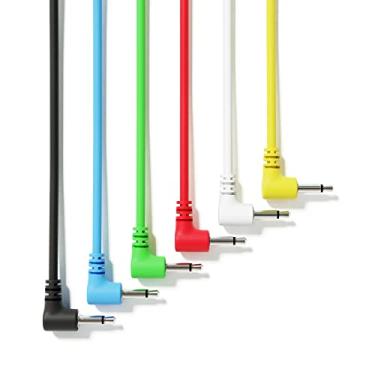 Imagem de ExcelValley - Cabos de Patch Mono Modular de Ângulo Reto TS 3,5 mm 1/20.3 cm Sintetizador Eurorack [Pacote com 6A | 10 cm - 3,94"]