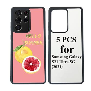 Imagem de 5 peças de capa de telefone em branco de sublimação compatível com Samsung Galaxy S21 Ultra 5G (2021), 2 em 1 2D borracha macia TPU em branco DIY capa de telefone personalizada capa de telefone prensa