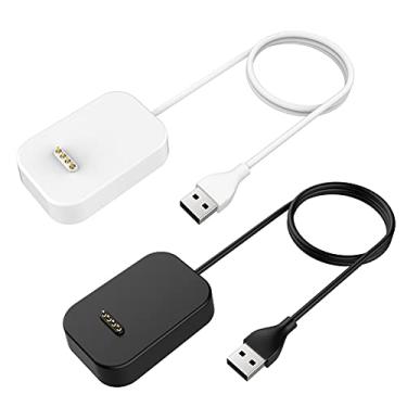 Imagem de GEORDGY Pacote com 2 carregadores compatíveis com Gizmo Watch 2, cabo de carregamento magnético portátil, acessórios para smartwatch Gizmo Watch versão 2, crianças, meninos, meninas, preto/branco