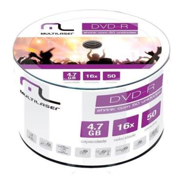 Imagem de Kit 50 Midia Dvd R Com Logo Virgem Shrink Dv060 Multilaser - Multilase