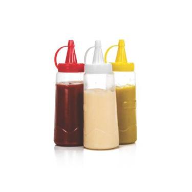 Imagem de 3 Potes Bisnagas Bico Para Molhos Catchup Maionese - Mdf Store
