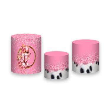 Imagem de Trio de Capas de Cilindro - Chapéu de Boiadeira Com Flores Rosas 015 -