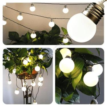 Imagem de Varal Cordão De Lâmpadas 20 Leds Bolinhas Branco-frio Decoração Festiv