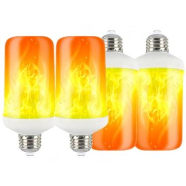 Imagem de Jogo 4 Lâmpadas Tubular Led Efeito Chama Fogo Tocha Com Movimento TB05