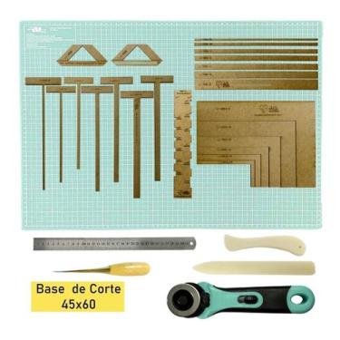 Imagem de Base De Corte Apoio de Mesa 60x45 Cortador 45 Papel Tecidos Kit Scrapb