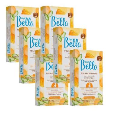 Imagem de Kit 96 Folhas Prontas Depilação Corporal Pernas Braços Depil Bella Mel