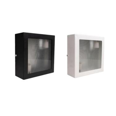 Imagem de Plafon 20 Cm De Sobrepor E27 Aço Vidro Quadrado Sala Cozinha - IDEALLU