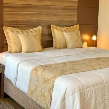 Imagem de Kit Peseira Xale para Cama Jacquard 2 Capas de almofada 2 Porta Traves