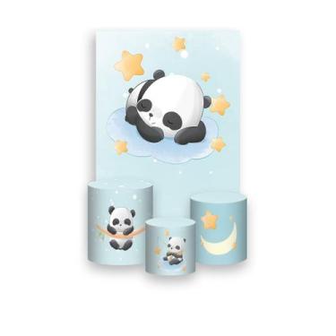 Imagem de Painel De Festa Vertical 1,50 x 2,20 + Trio De Capas Cilindro - Panda 