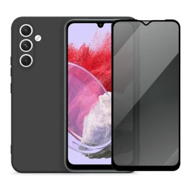 Imagem de Capa Aveludada e Película de Privacidade 3D para Samsung Galaxy M34, Capinha Preta Premium e Película Anti-Espião