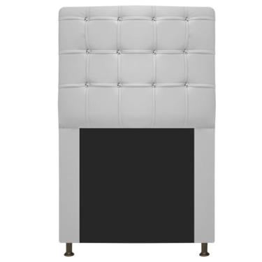 Imagem de Cabeceira Estofada Dama com Strass 90 cm para Cama Box Solteiro Corano Branco para Quarto - AM Decor
