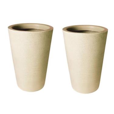 Imagem de Kit de 2 vasos coluna de planta decorativo grafiato de luxo em polieti