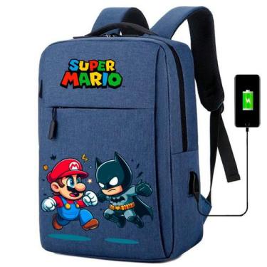 Imagem de Mochila USB Escolar Estampa Infantil Mario Bros Notebooks, Trabalho Es
