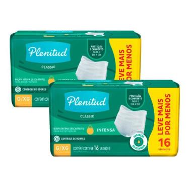Imagem de Kit 2 Roupa Íntima Plenitud Classic Intensa Tamanho G/XG 16 Unidades L