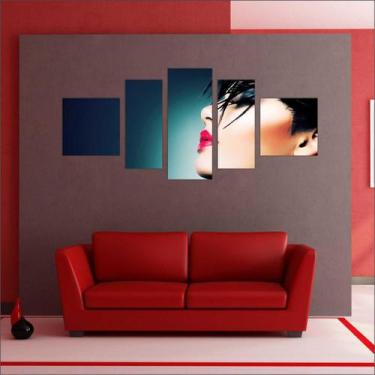 Imagem de Quadro Decorativo Maquiagem Salão De Beleza Fashion Hair 5 Peças TT23 