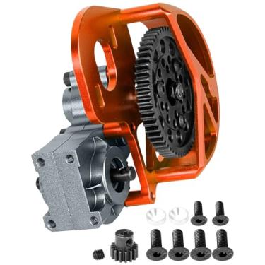 Imagem de hopsupRC Aluminum Transmission Gearbox Upgrades Part for 1/10 Axia1 SCX10, SCX10 II 90046,90047,Wraith,AX10 RC Crawler Truck,Center Transmission Gearbox Hops up,Orange with Titanium