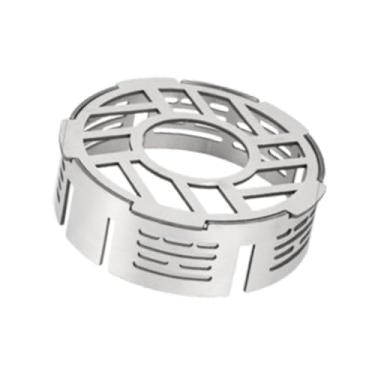 Imagem de harayaa Fogão de acampamento, pára-, fogão externo, pára-, abrigo de vento concentrador de incêndio, fogão a gás, corta-vento para caminhadas, 14cmx4cm