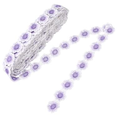 Imagem de GORGECRAFT 15 jardas x 3,8 cm roxo bordado apliques de poliéster suprimentos de costura DIY artesanato acabamento de renda flor acabamento artesanal borda fita para faixa de cabeça, roupas, enfeite de