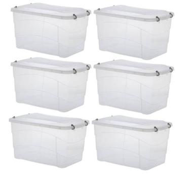 Imagem de Kit 6 Caixas Organizadoras 50 Litros Pratic Box 59x38x34CM - Paramount