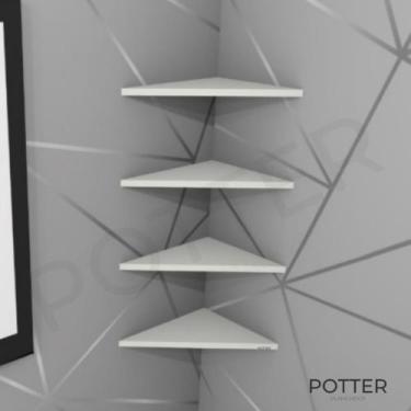 Imagem de Prateleiras de Canto Decorativa kit 4 Peças Mdf Nichos Sala Cozinha Es