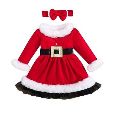 Imagem de Thorn Tree Vestidos de Natal para meninas, de veludo, Papai Noel, vermelho, princesa, tutu, tomara que caia, Vestidos de cinto a, 1-2T