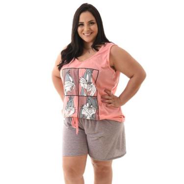 Imagem de Pijama Feminino Plus Size Regata Verão - Pérola Pijamas, Pernalonga la