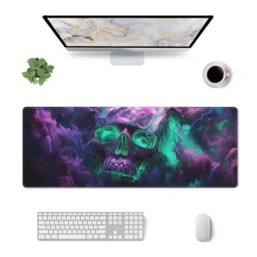 Imagem de Tapete de mouse de caveira de terror GG, grande, antiderrapante, base de borracha, tapete de mesa para laptop, computador, jogos, 80 x 30 cm