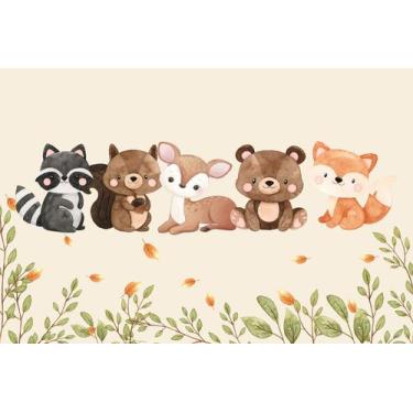 Imagem de Painel de Lona Animais Cute Felizes  Bosque outono - Fabrika de Festa,
