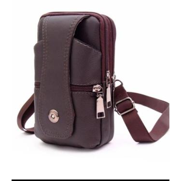 Imagem de Bolsa Bag Transversal Masculina Couro Pochete Porta Celular Adicionar 