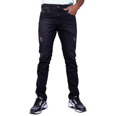 Imagem de Calca Jeans Masculina Slim Lycra Preta E Detalhes Em Puídos - TBTJeans