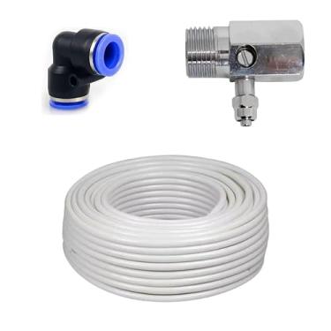 Imagem de Kit Conexão Regulador de Pressão Rosca Fêmea e Macho 1/2 e Saída 1/4 + Tubo 1/4 + Engate Rápido 1/4 (Engate Preto, 01 Metro de Mangueira)