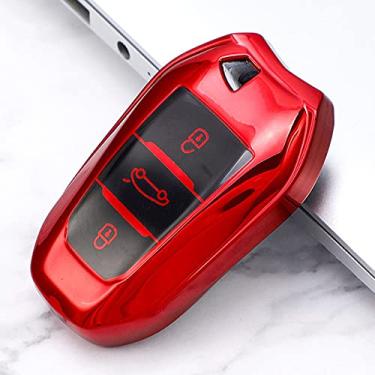 Imagem de WSWJDW Porta-chaves da capa do carro Porta-chaves Porta-chaves, adequado para Peugeot 308 408 508 2008 3008 4008 5008 Citroen C4 C4L C6 C3-XR, vermelho