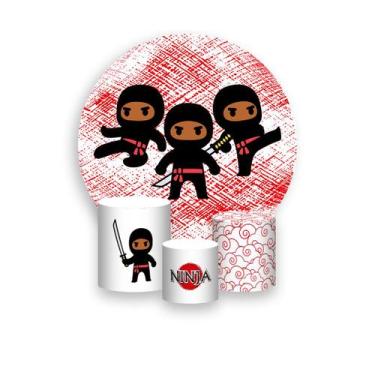 Imagem de Painel De Festa Redondo 1,50x1,50 + Trio De Capas Cilindro - Ninja Cut