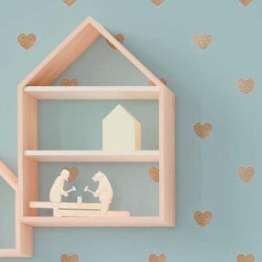 Imagem de Papel de Parede Adesivo Corações Golden Hearts N018075 - Adesivo BR