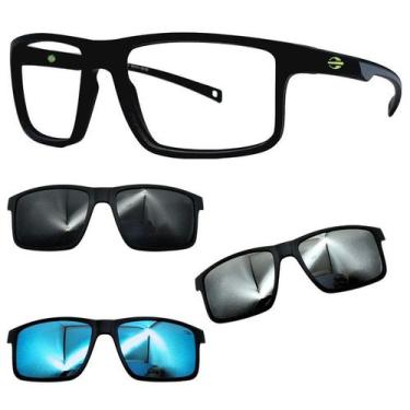 Imagem de Oculos Mormaii Swap 5 6127 AAS Preto Fosco Com 3 Clipons, Cinza, Azul,