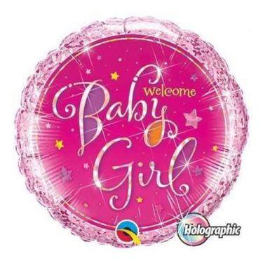 Imagem de Balão de Festa Microfoil 18" 45cm - Redondo Welcome Baby Girl! Estrela