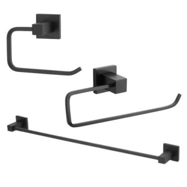 Imagem de Kit de acessorios para banheiro preto fosco metal premium - Creatore