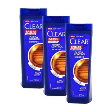 Imagem de Kit 3 Shampoo Anticaspa Clear Men Queda Control 200ml