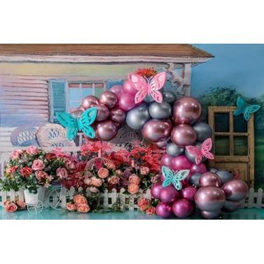 Imagem de 2,1 x 1,5 m, cenário de pintura a óleo, jardim, floral, balão, fotografia, flores, pano de fundo, borboleta, chá de bebê, crianças, festa de aniversário, arte, retrato, foto, bolo, esmagamento,