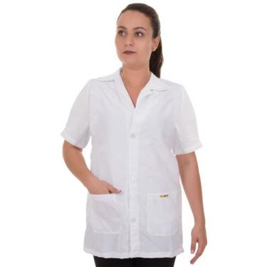 Imagem de Avental Jaleco Enfermagem Hospitalar Microfibra Manga Curta Branco Art