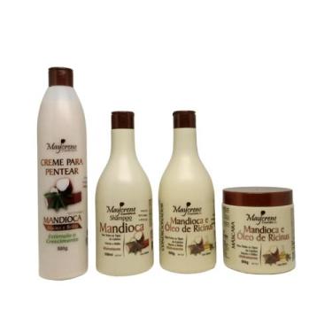 Imagem de Kit Mandioca 4x500ml + Creme Para Pentear Leave-in Maycrene
