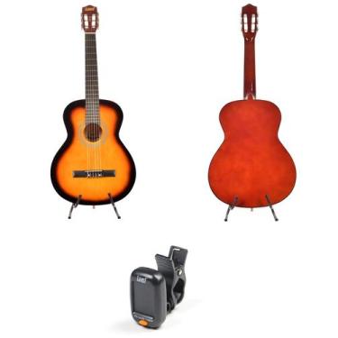 Imagem de Kit com violão land acustico nylon sunburst ln-39 sb   afinador
