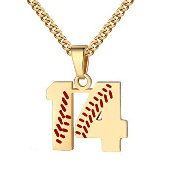 Imagem de Colar com número de beisebol para meninos 00-99 Atletas Jersey Número colar de aço inoxidável corrente banhada a ouro 55,88 cm pingente de beisebol personalizado presente de beisebol para homens e mulheres meninas, Aço inoxidável, não sabe