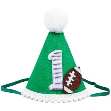 Imagem de Gosknor Football 1st Birthday Hat, First Year Down Birthday Party Decorations Rugby 1st Birthday Hat with Elastic Tape Perfect 1st Birthday Photo Props Sports Themed Decoration Supplies