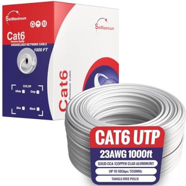 Imagem de Cables Direct Online Cabo CAT6 304.8 m Pull Box Solid Ethernet LAN UTP Cable 23AWG 550Mhz RJ45 Network CCA Fio de alumínio revestido de cobre a granel (branco)